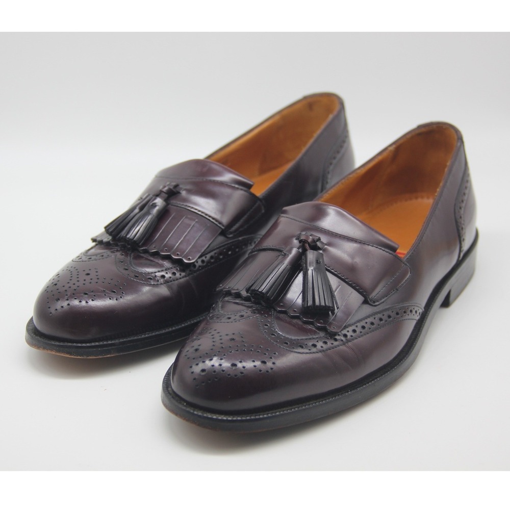 Vintage Cole Haan City Kiltie Tassel Loafers Men's 10D Burgundy Wingtip Leather